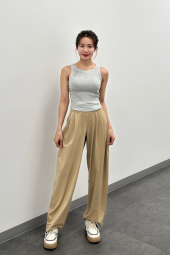 Женские эластичные брюки UNIQLO 1159851956 (Бежевый L)