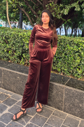 Велюровые штаны UNIQLO 1159853135 (Коричневый S)