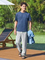 Штани вільного крою UNIQLO в смужку 1159853383 (Білий 3XL)