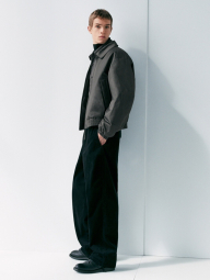 Вельветовые широкие брюки UNIQLO штаны 1159855371 (Черный L)