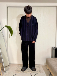 Вельветовые широкие брюки UNIQLO штаны 1159855371 (Черный L)