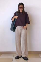 Вязаные женские штаны UNIQLO 1159855586 (Бежевый M)