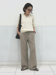 Вязаные женские штаны UNIQLO 1159855586 (Бежевый M)