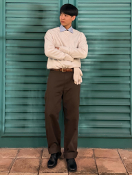 Прямые брюки-чинос UNIQLO свободного кроя 1159855921 (Коричневый 38)