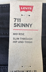 Узкие женские штаны 711 Skinny Soft Levi's 1159857003 (Черный W32 L30)