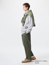 Штаны из смесовой льняной ткани UNIQLO 1159860396 (Зеленый XL)