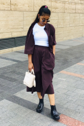 Женские укороченные штаны UNIQLO кюлоты 1159860445 (Коричневый L)