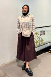 Женские укороченные штаны UNIQLO кюлоты 1159860445 (Коричневый L)