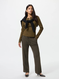 Штани жіночі в рубчик UNIQLO 1159862126 (Коричневий M)