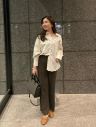 Женские брюки в рубчик UNIQLO 1159862126 (Коричневый M)