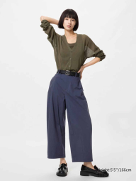 Женские укороченные штаны UNIQLO широкие 1160343862 (Синий XL)
