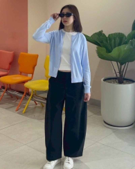 Женские укороченные штаны UNIQLO широкие 1160343862 (Синий XL)