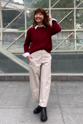 Женские укороченные штаны UNIQLO широкие 1161499346 (Молочный XL)