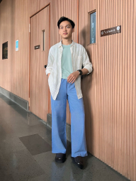 Легкие женские штаны UNIQLO 1163258952 (Голубой XL)