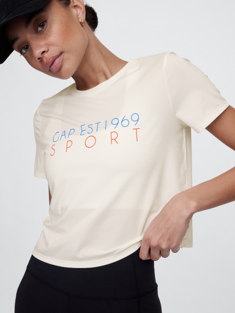 Укороченная спортивная футболка GAP 1159841633 (Молочный S)