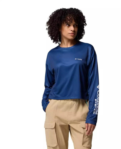 Спортивный лонгслив Columbia с защитой UPF 40 и влагоотводящей способностью 1159852369 (Синий XL)