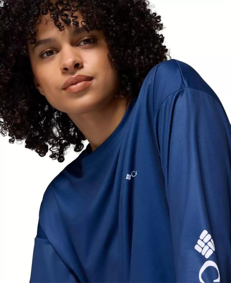 Спортивный лонгслив Columbia с защитой UPF 40 и влагоотводящей способностью 1159852369 (Синий XL)