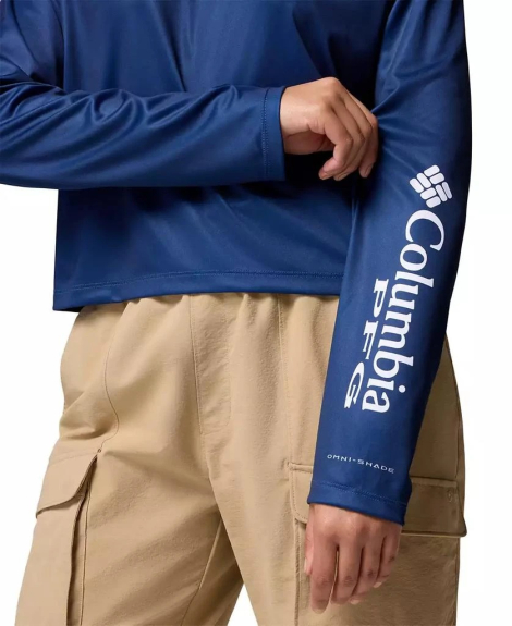 Спортивный лонгслив Columbia с защитой UPF 40 и влагоотводящей способностью 1159852369 (Синий XL)