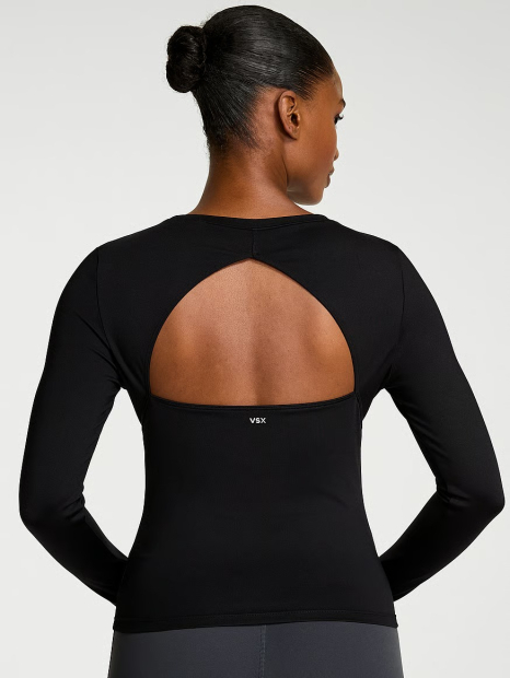 Спортивный лонгслив Victoria's Secret VSX с открытой спинкой 1159856985 (Черный S)
