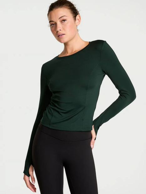 Спортивный лонгслив Victoria's Secret VSX с открытой спинкой 1159863791 (Зеленый S)