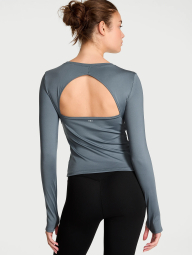 Спортивный лонгслив Victoria's Secret VSX с открытой спинкой 1159858940 (Серый S)