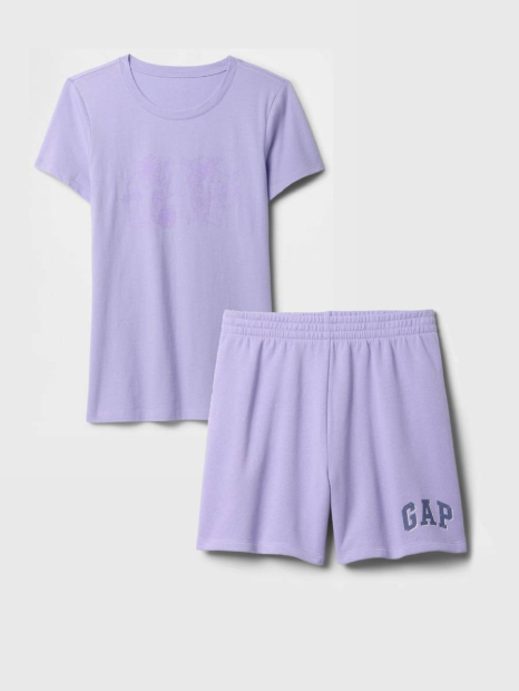 Женский костюм для спорта и отдыха GAP футболка и шорты на флисе 1159839475 (Сиреневый S)