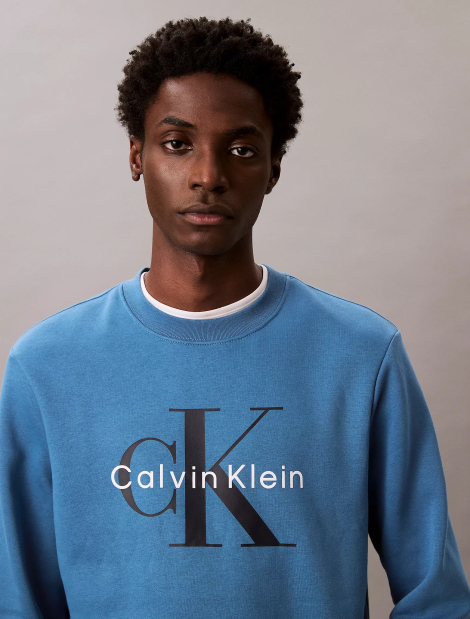 Мужской костюм на флисе Calvin Klein свитшот и штаны 1159840583 (Синий XXL)
