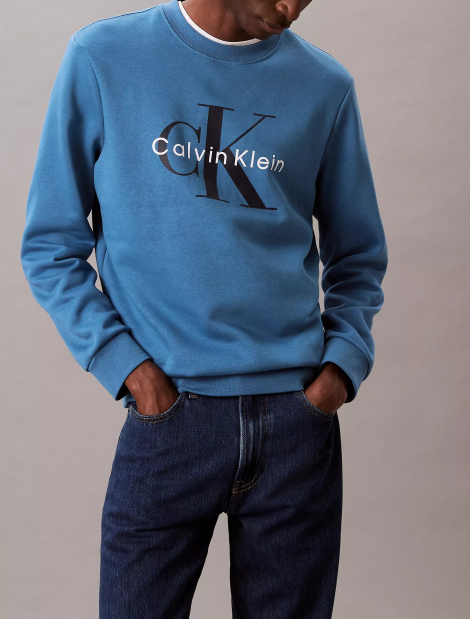 Мужской костюм на флисе Calvin Klein свитшот и штаны 1159840583 (Синий XXL)
