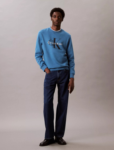 Мужской костюм на флисе Calvin Klein свитшот и штаны 1159840583 (Синий XXL)