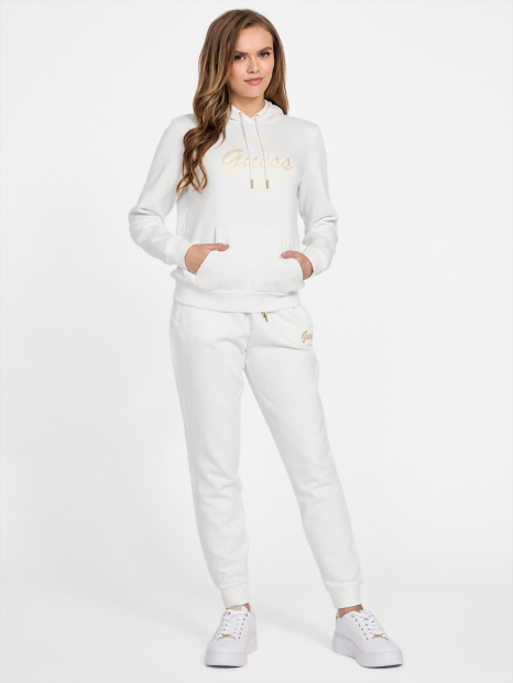 Женский спортивный костюм на флисе Guess худи и джоггеры 1159840926 (Молочный S)