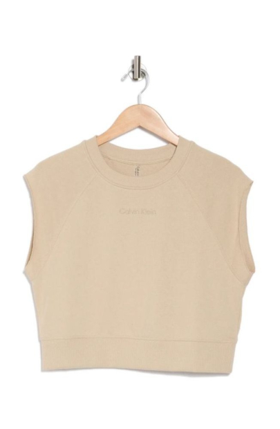 Женский комплект Calvin Klein джоггеры на флисе и свитшот без рукавов 1159841823 (Бежевый L)