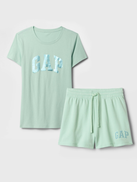 Женский костюм для спорта и отдыха GAP футболка и шорты на флисе 1159842603 (Зеленый S)