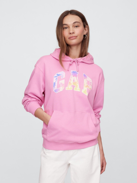 Женский спортивный комплект на флисе GAP худи и шорты 1159843261 (Розовый S)