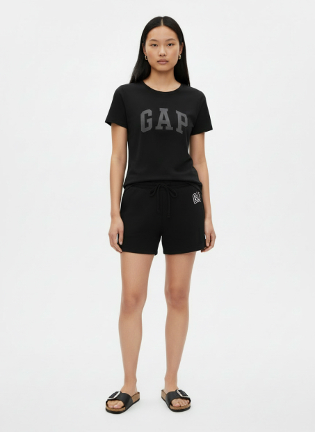 Женский костюм для спорта и отдыха GAP футболка и шорты на флисе 1159859450 (Черный M)