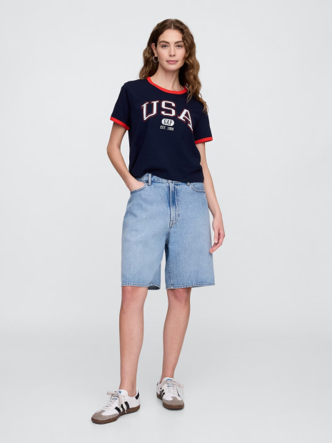 Женский костюм для спорта и отдыха GAP футболка и шорты на флисе 1159859461 (Синий XS)