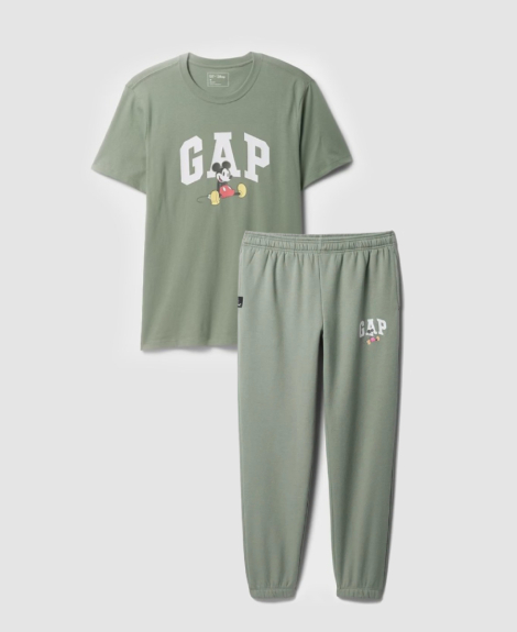 Мужской спортивный костюм GAP × Disney  футболка и джоггеры на флисе 1159861568 (Зеленый M)
