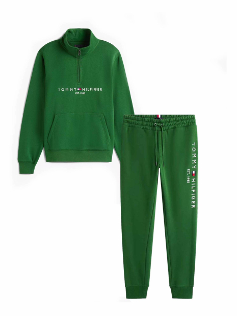 Мужской костюм на флисе Tommy Hilfiger толстовка с полумолнией и джоггеры 1159863427 (Зеленый M)