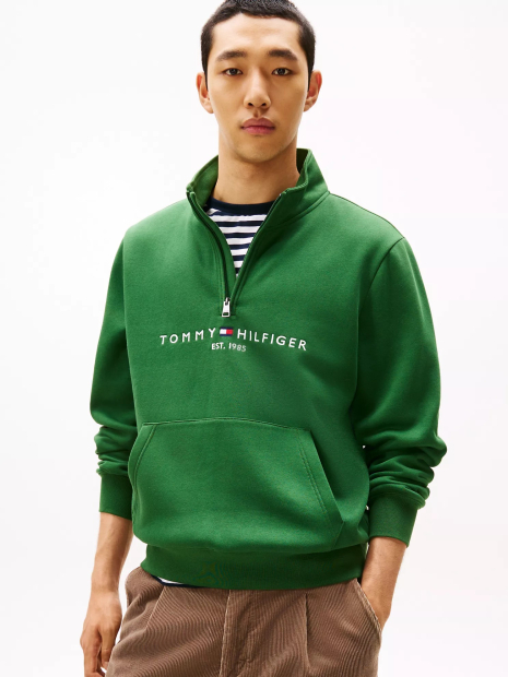 Мужской костюм на флисе Tommy Hilfiger толстовка с полумолнией и джоггеры 1159863427 (Зеленый M)