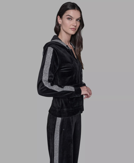 Женский велюровый костюм Karl Lagerfeld Paris толстовка и штаны 1159864048 (Черный 1X)