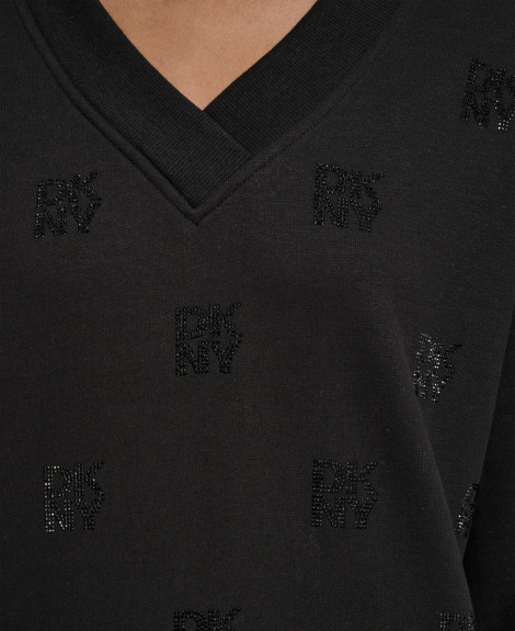 Жіночий костюм на флісі DKNY світшот та джоггери 1162748626 (Чорний L)