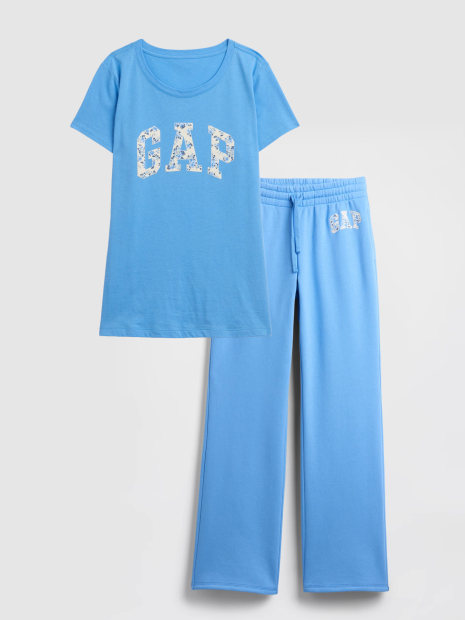Женский комплект для спорта и отдыха GAP футболка и штаны на флисе 1162987112 (Голубой S)
