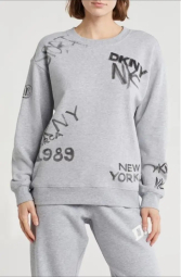 Женский костюм на флисе DKNY свитшот и джоггеры 1159841816 (Серый S)