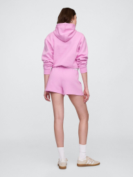 Женский спортивный комплект на флисе GAP худи и шорты 1159843261 (Розовый S)