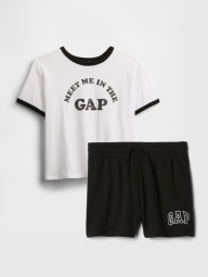 Женский комплект для спорта и отдыха GAP футболка и шорты на флисе 1159855428 (Черный/Белый XXL)