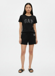 Жіночий костюм для спорту та відпочинку GAP футболка та шорти на флісі 1159859450 (Чорний M)