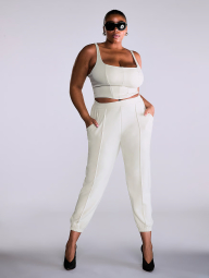 Спортивный комплект Featherweight Knit Victoria's Secret VSX топ и спортивные штаны 1159859749 (Молочный L)