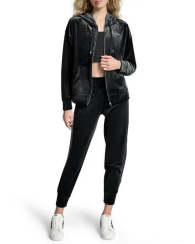 Женский велюровый комплект DKNY толстовка и джоггеры 1159862076 (Черный XS)