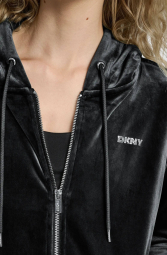 Женский велюровый комплект DKNY толстовка и джоггеры 1159862076 (Черный XS)