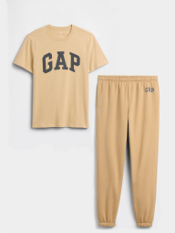 Мужской спортивный костюм GAP футболка и джоггеры на флисе 1162584260 (Бежевый L)