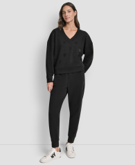 Женский костюм на флисе DKNY свитшот и джоггеры 1162748626 (Черный L)